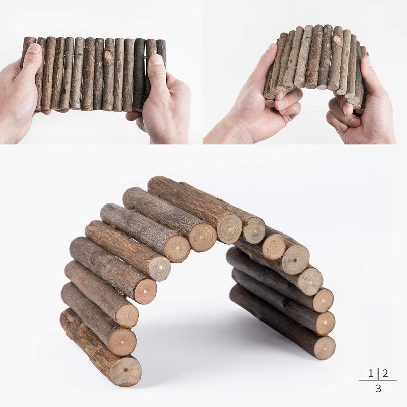 Niteangel Wooden Ladder Bridge, Hamster Mouse Rat Rodents Toy, Small Animal Chew Toy - Image 3